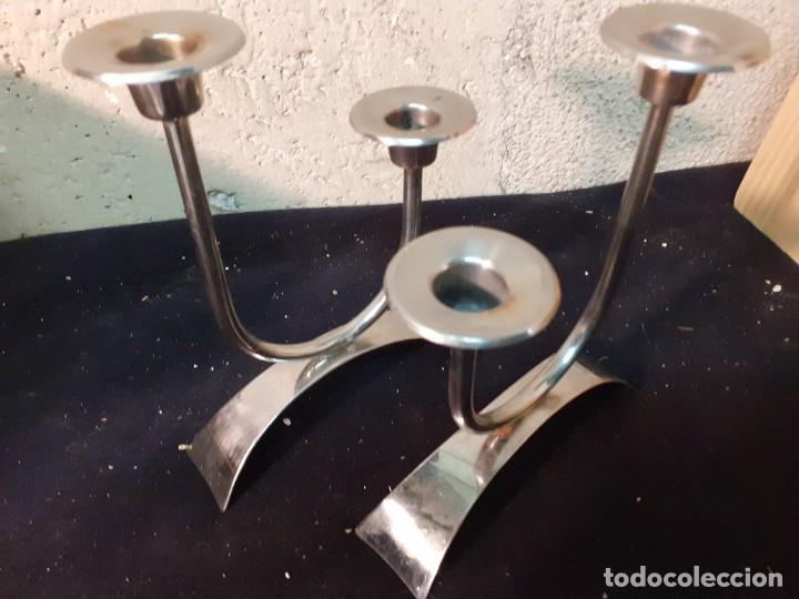 Antig&uuml;edades: Candelabros art deco inoxidable. - Foto 4