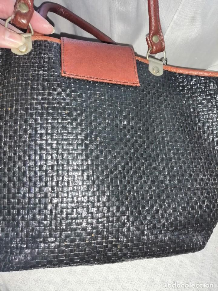 Antig&uuml;edades: Bolso cesta marr&oacute;n y negro - Foto 5