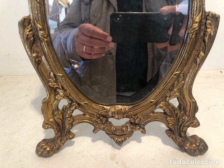 Antig&uuml;edades: ESPEJO DE SOBREMESA DE BRONCE. 35CM - Foto 3