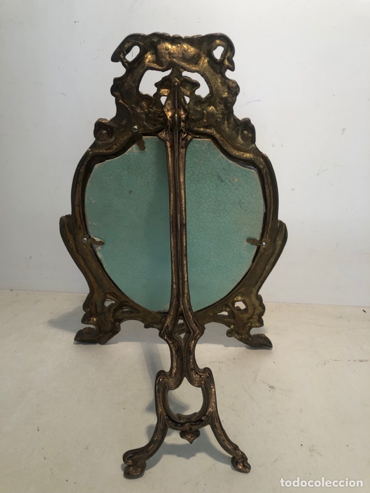 Antig&uuml;edades: ESPEJO DE SOBREMESA DE BRONCE. 35CM - Foto 4