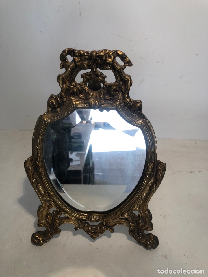 Antig&uuml;edades: ESPEJO DE SOBREMESA DE BRONCE. 35CM - Foto 8