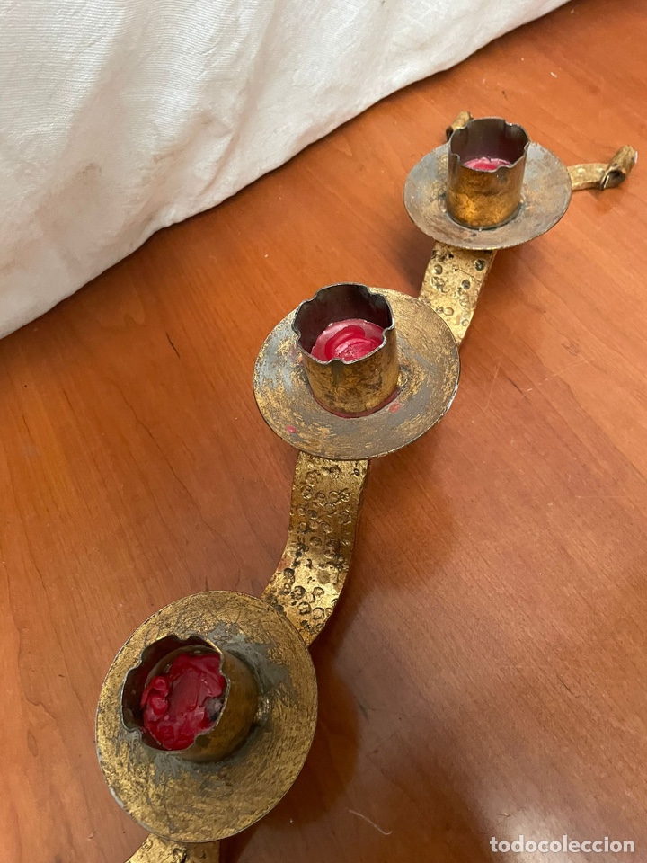 Antig&uuml;edades: Candelabro de metal antiguo - Foto 2