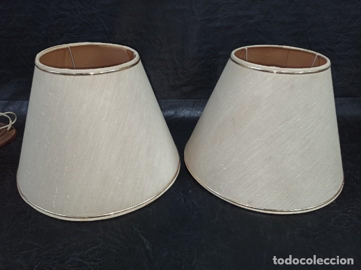 Antig&uuml;edades: Pareja de l&aacute;mparas de madera tallada. C50 - Foto 8
