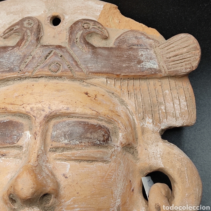 Antig&uuml;edades: M&aacute;scara de barro, azteca. 20 x 17 cms. - Foto 3