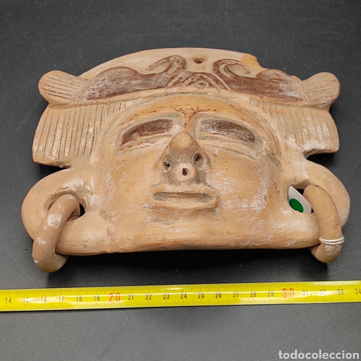 Antig&uuml;edades: M&aacute;scara de barro, azteca. 20 x 17 cms. - Foto 5