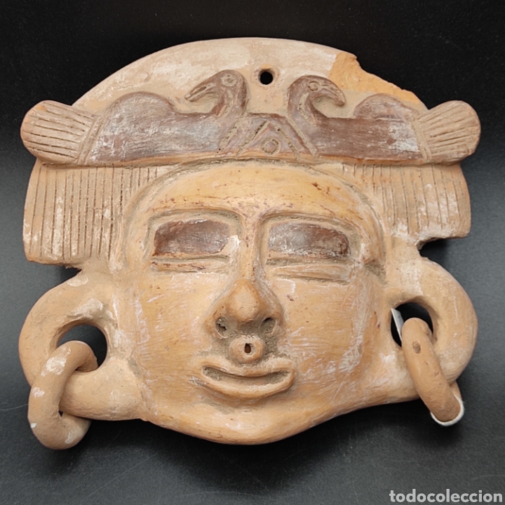 Antig&uuml;edades: M&aacute;scara de barro, azteca. 20 x 17 cms. - Foto 1