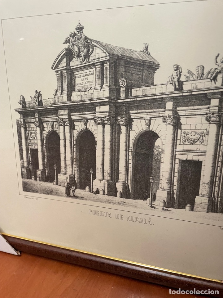 Antig&uuml;edades: CUADRO CON L&Aacute;MINA DE LA PUERTA DE ALCAL&Aacute; - Foto 2