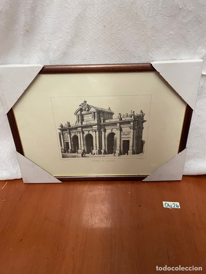 Antig&uuml;edades: CUADRO CON L&Aacute;MINA DE LA PUERTA DE ALCAL&Aacute; - Foto 1