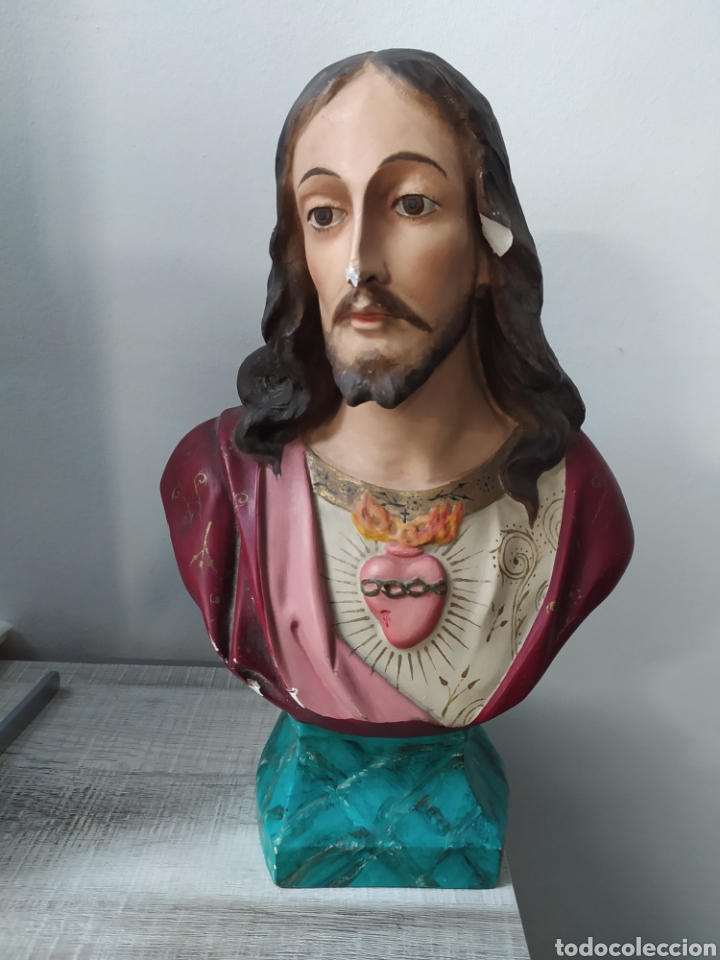 Antig&uuml;edades: Figura de Sagrado Coraz&oacute;n de Jesus. - Foto 1