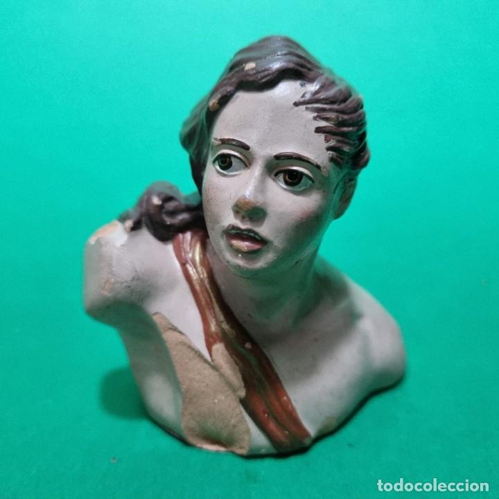 Antig&uuml;edades: ANTIGUO BUSTO EN TERRACOTA POLICROMADA VDA. GALAN PUENTE TOCINOS MURCIA