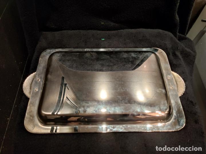 Antig&uuml;edades: Bandeja Plateada con asas de concha, 30x21 cm - Foto 4