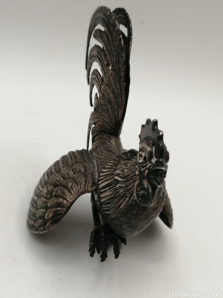 Antig&uuml;edades: Gallo metal plateado - Foto 2