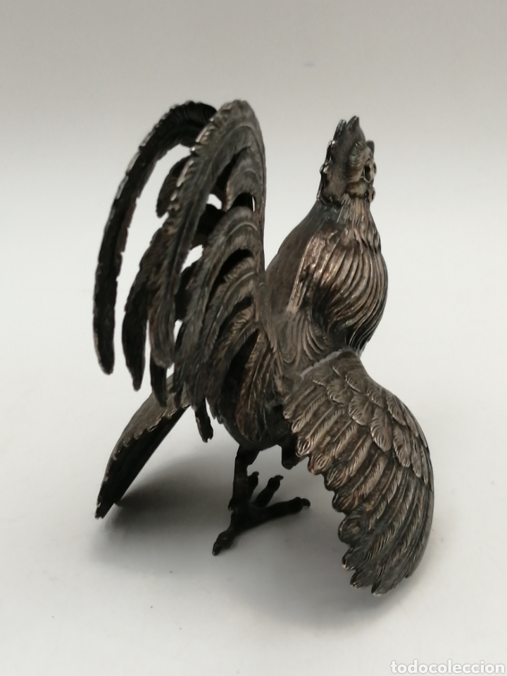 Antig&uuml;edades: Gallo metal plateado - Foto 5