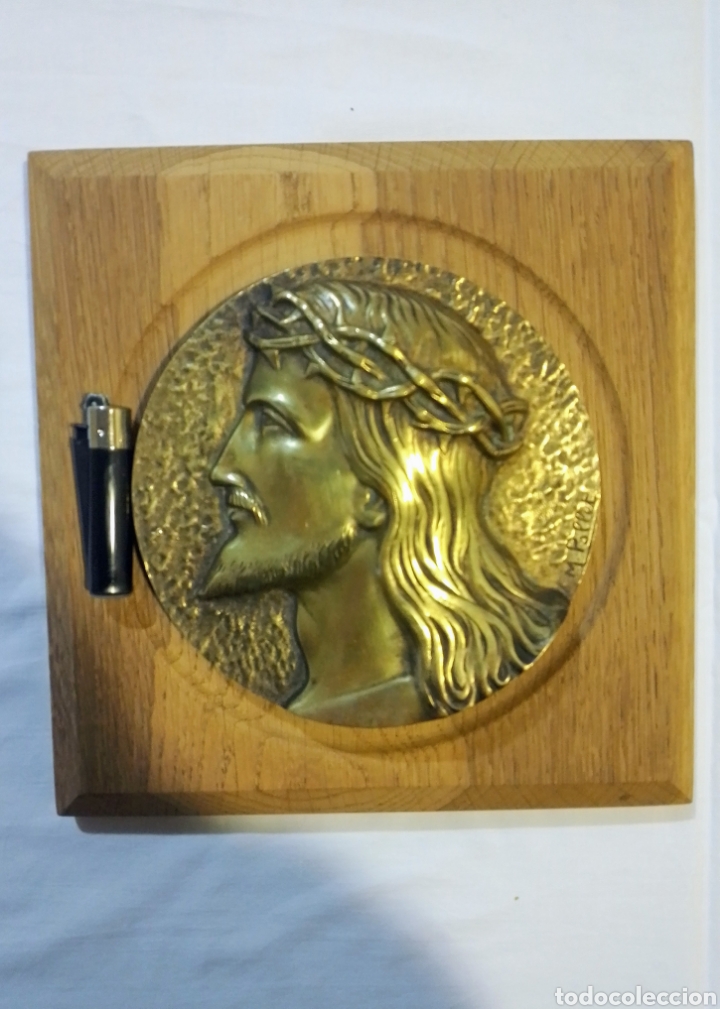Antig&uuml;edades: CUADRO O METOPA RELIGIOSA DE BRONCE DE M.POLLET - Foto 2