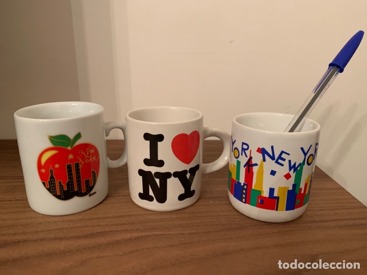Antig&uuml;edades: 3 tazas peque&ntilde;as Nueva York. A&ntilde;os 80.