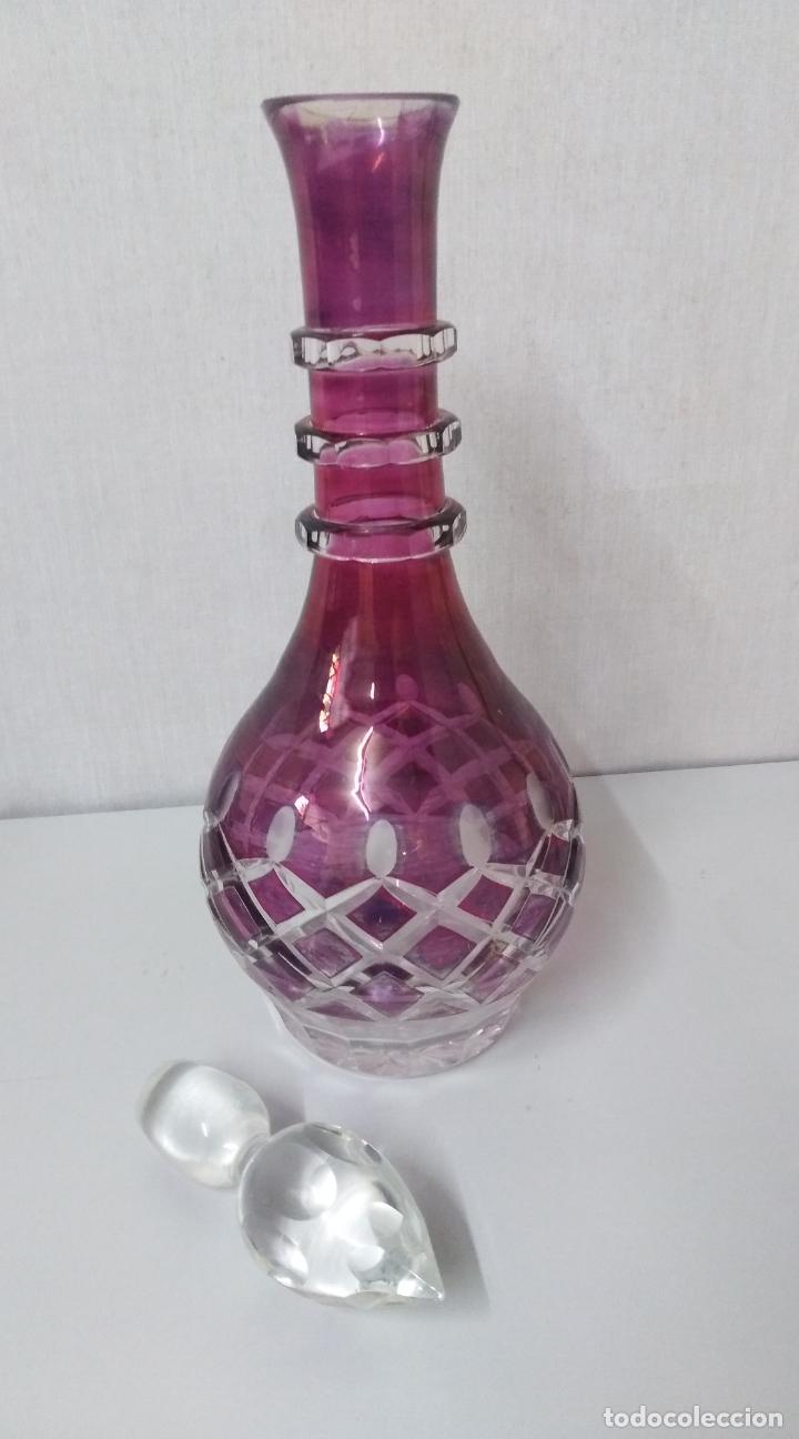 Antig&uuml;edades: LICORERA DE CRISTAL ROSA - Foto 2