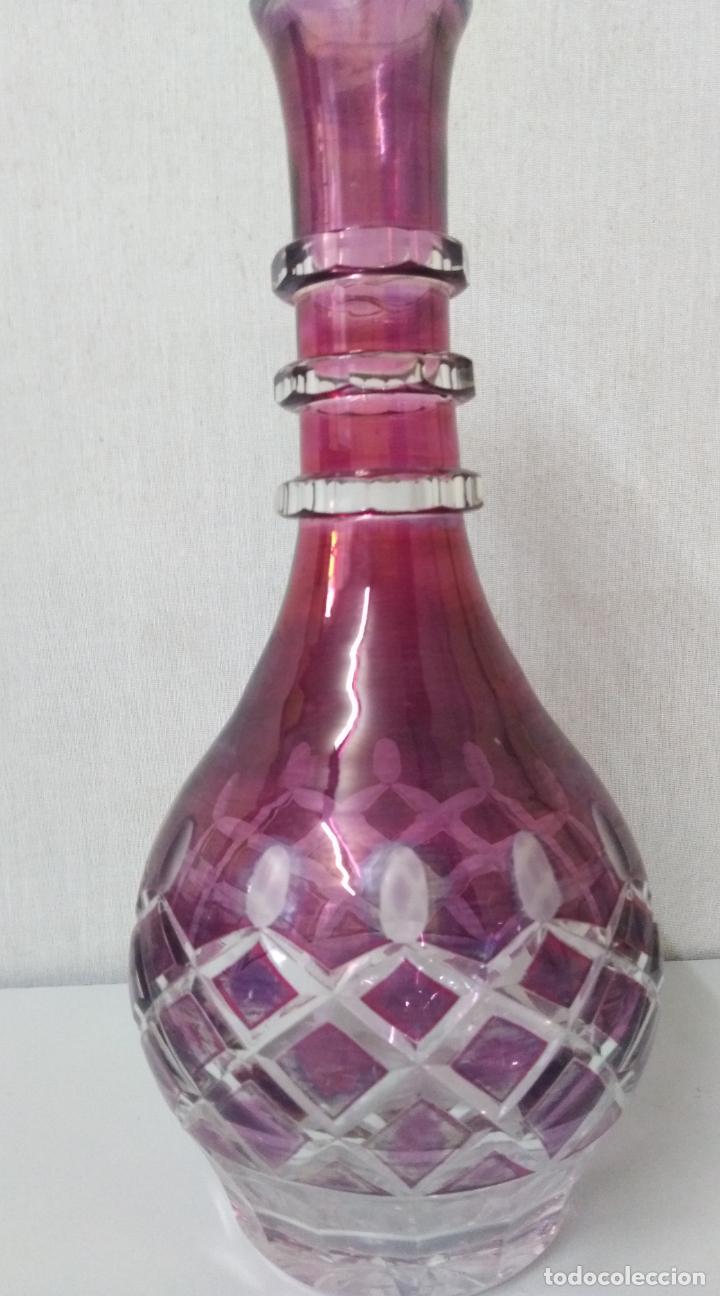 Antig&uuml;edades: LICORERA DE CRISTAL ROSA - Foto 4