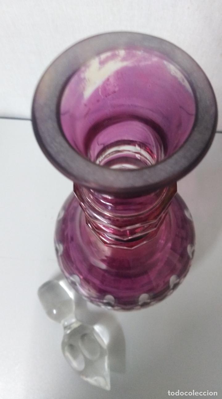 Antig&uuml;edades: LICORERA DE CRISTAL ROSA - Foto 5