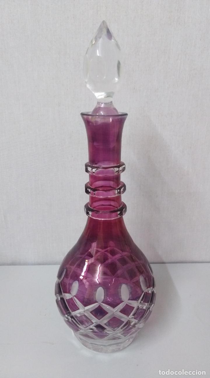 Antig&uuml;edades: LICORERA DE CRISTAL ROSA - Foto 1