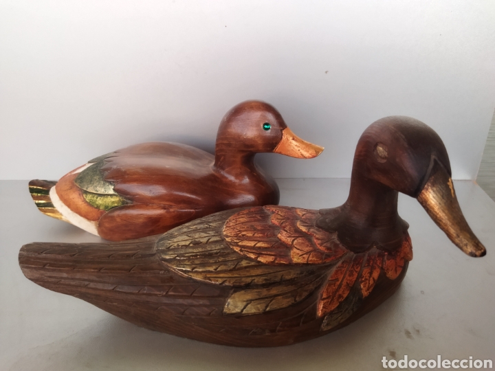 Antig&uuml;edades: Par de antiguos patos de madera - Foto 1