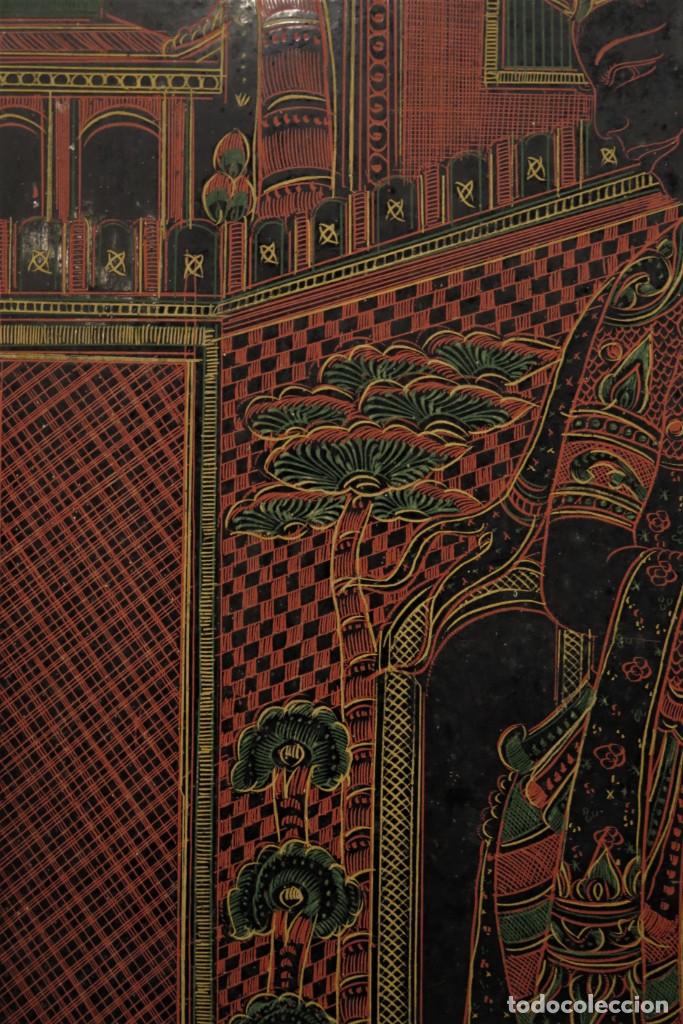 Antig&uuml;edades: PANEL LACADO. INDIA. CA 1900 - Foto 3