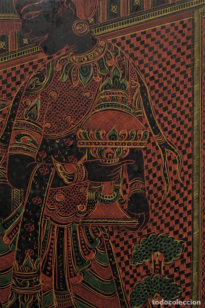 Antig&uuml;edades: PANEL LACADO. INDIA. CA 1900 - Foto 4