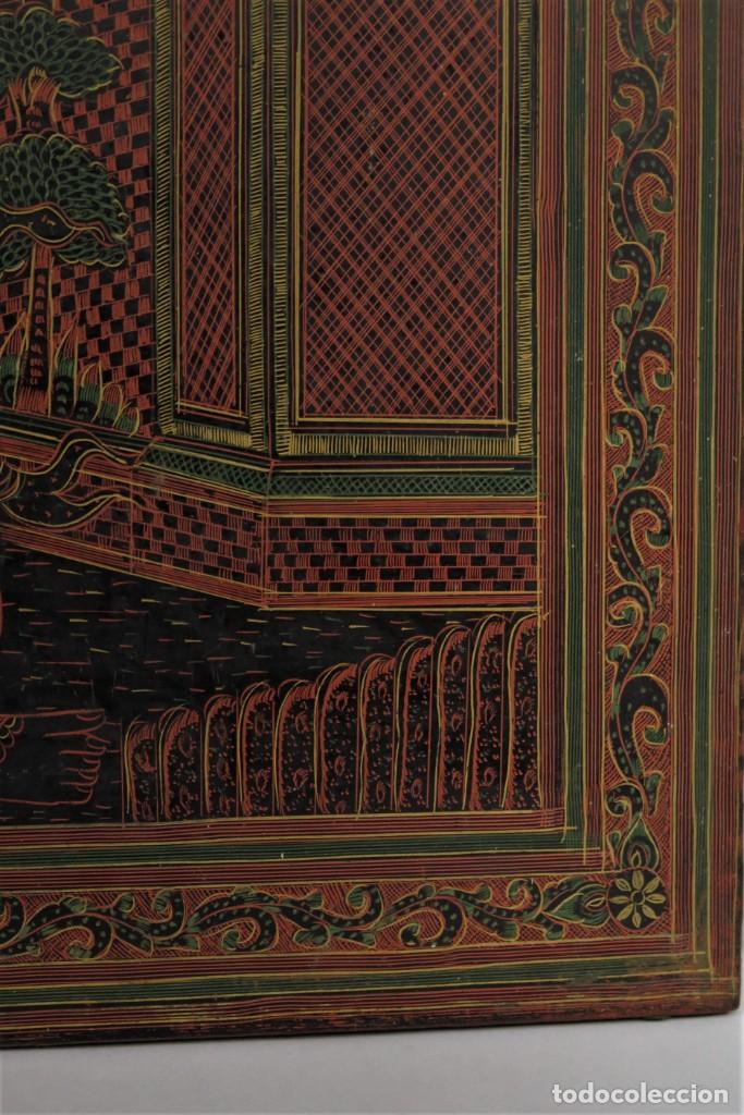 Antig&uuml;edades: PANEL LACADO. INDIA. CA 1900 - Foto 6