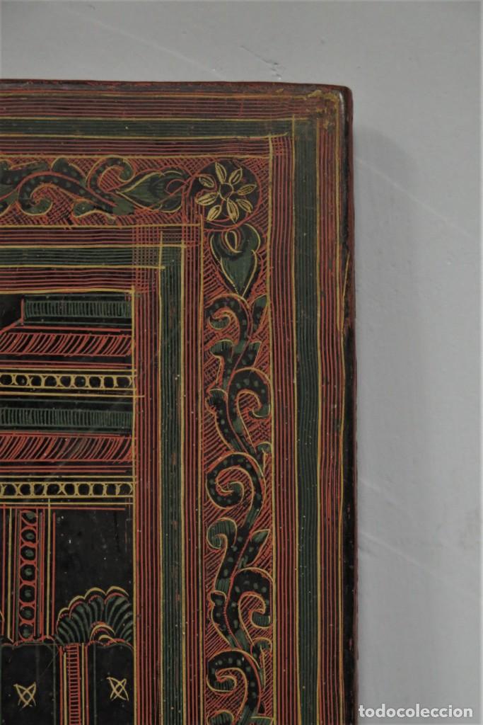 Antig&uuml;edades: PANEL LACADO. INDIA. CA 1900 - Foto 9