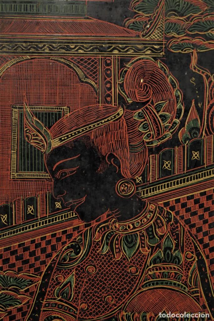 Antig&uuml;edades: PANEL LACADO. INDIA. CA 1900 - Foto 15