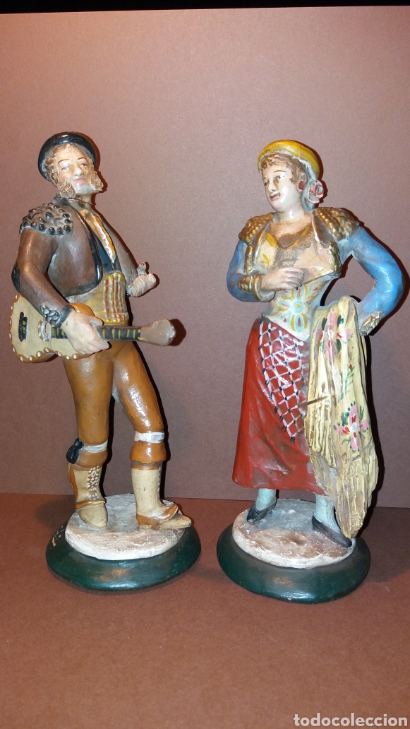 Antiquit&eacute;s: Pareja costumbrista en terracota granadina de 23cm