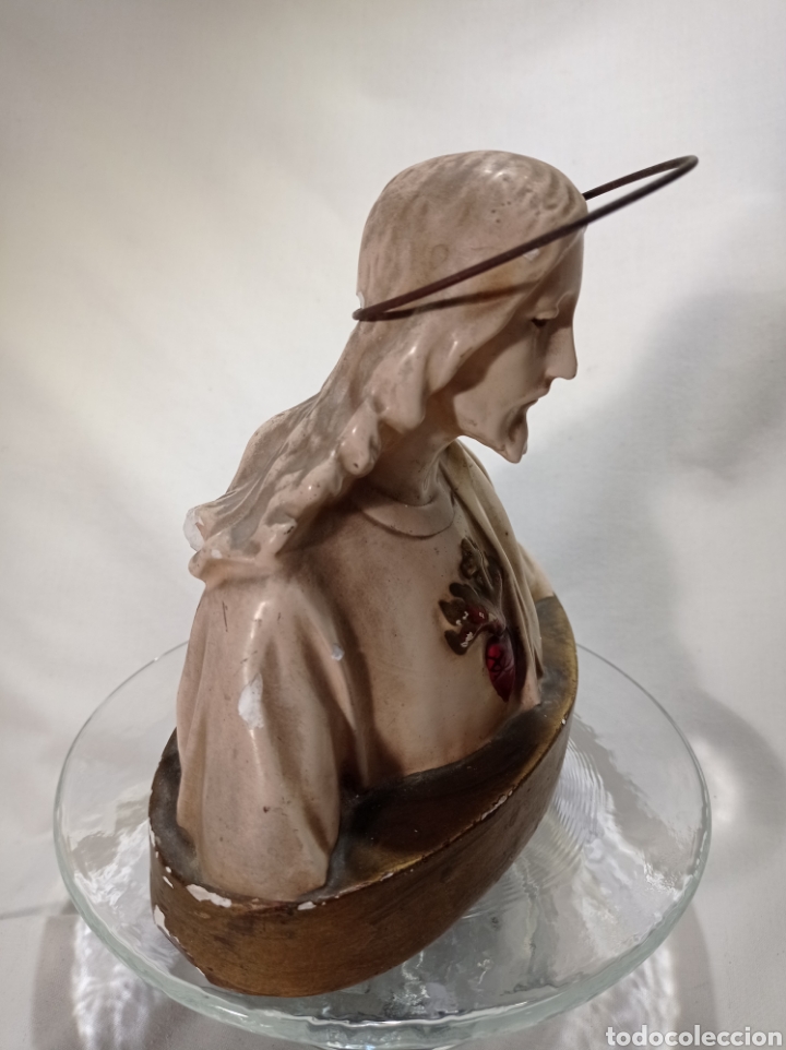 Antig&uuml;edades: ANTIGUO CORAZ&Oacute;N DE JES&Uacute;S DE ESTUCO - Foto 2
