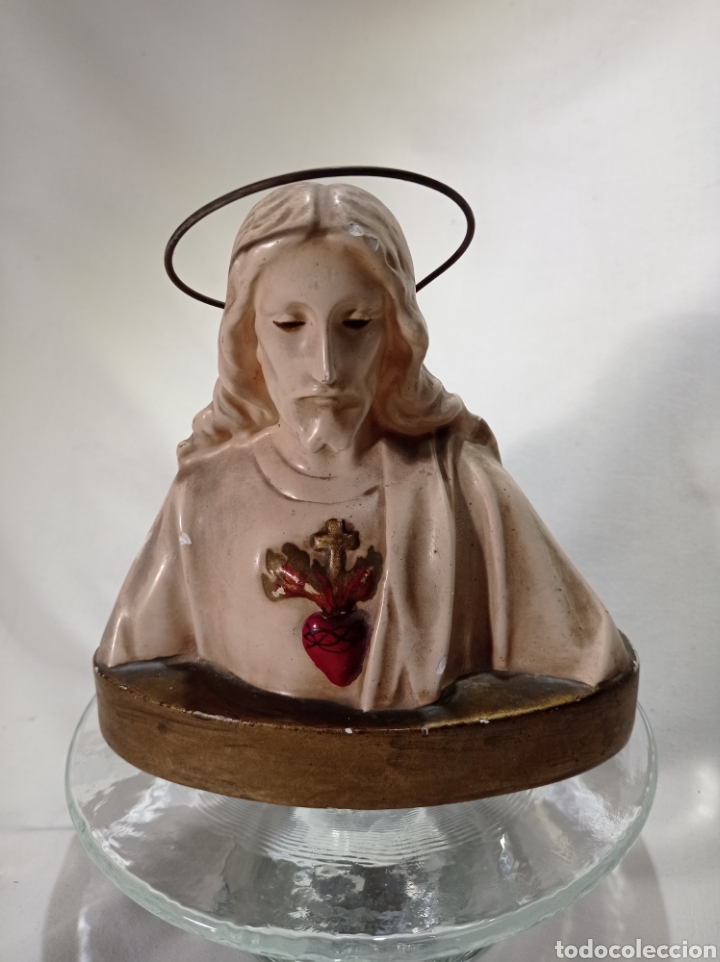 Antig&uuml;edades: ANTIGUO CORAZ&Oacute;N DE JES&Uacute;S DE ESTUCO - Foto 1