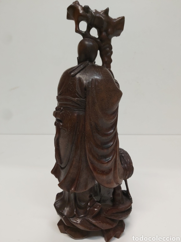 Antig&uuml;edades: Figura china tallada en madera - Foto 4