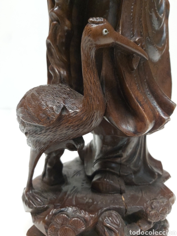 Antig&uuml;edades: Figura china tallada en madera - Foto 6