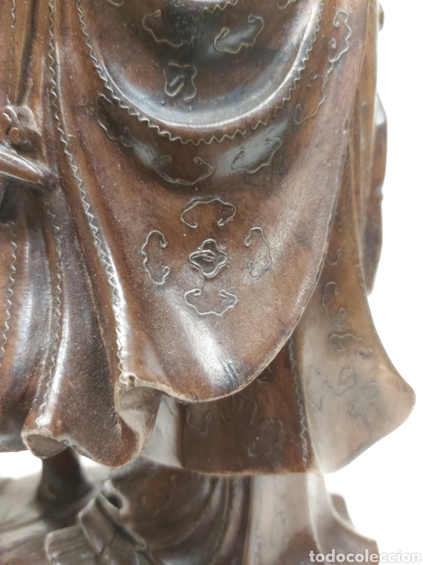 Antig&uuml;edades: Figura china tallada en madera - Foto 10