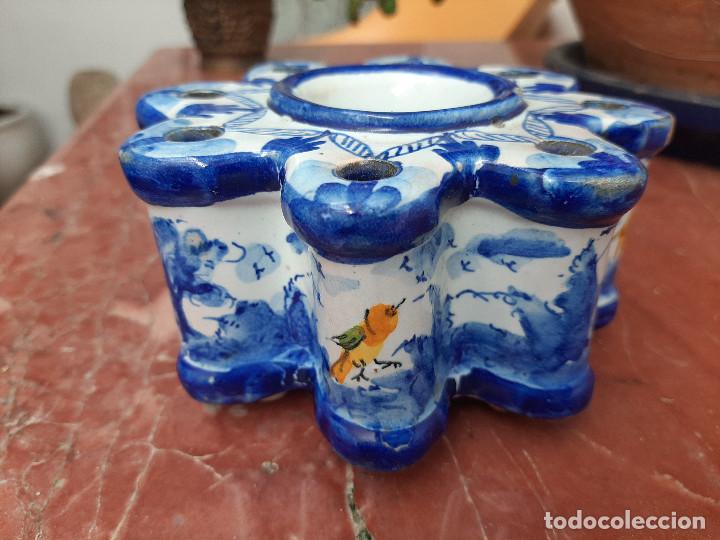 Antig&uuml;edades: ANTIGUO TINTERO DE MANISES LOBULADO OCTOGONAL - Foto 1