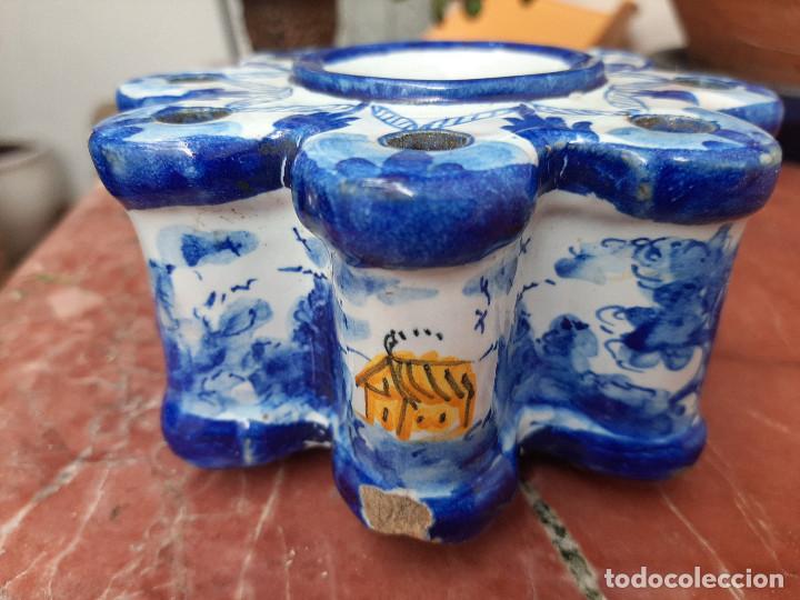 Antig&uuml;edades: ANTIGUO TINTERO DE MANISES LOBULADO OCTOGONAL - Foto 3