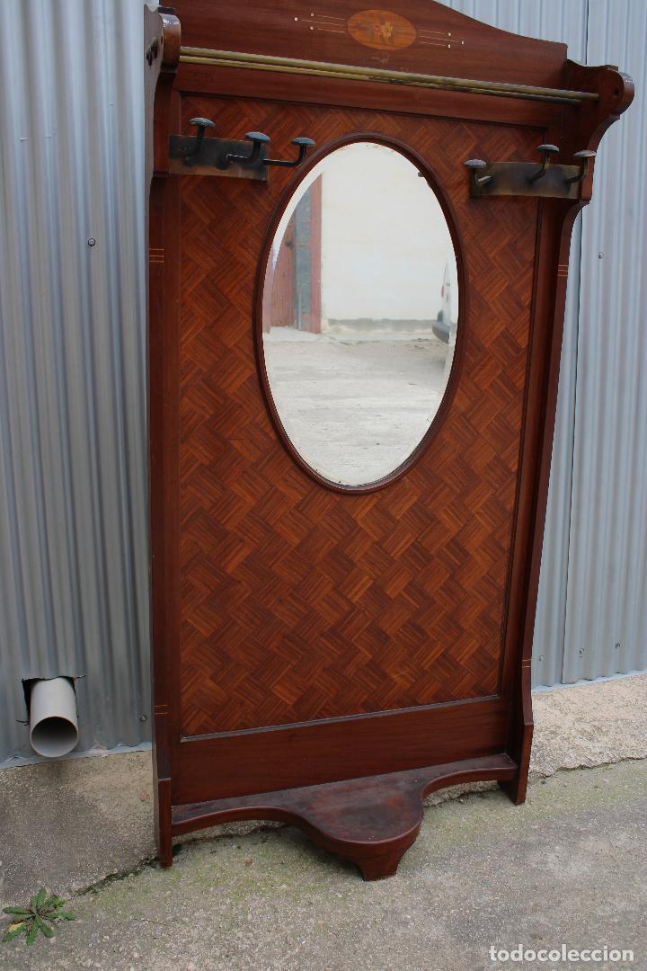 Antig&uuml;edades: antiguo perchero recibidor espejo - Foto 7