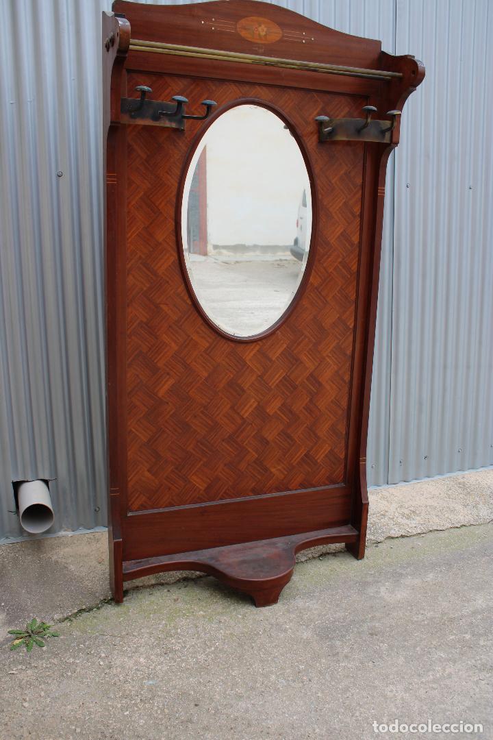 Antig&uuml;edades: antiguo perchero recibidor espejo - Foto 8