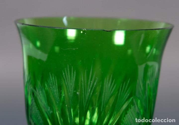Antig&uuml;edades: Copa en Cristal tallado verde y blanco - Foto 5