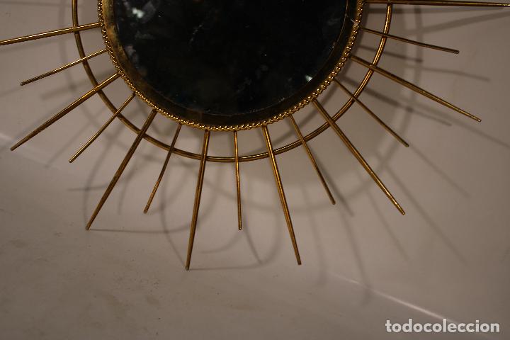 Antig&uuml;edades: espejo sol vintage metal - Foto 6