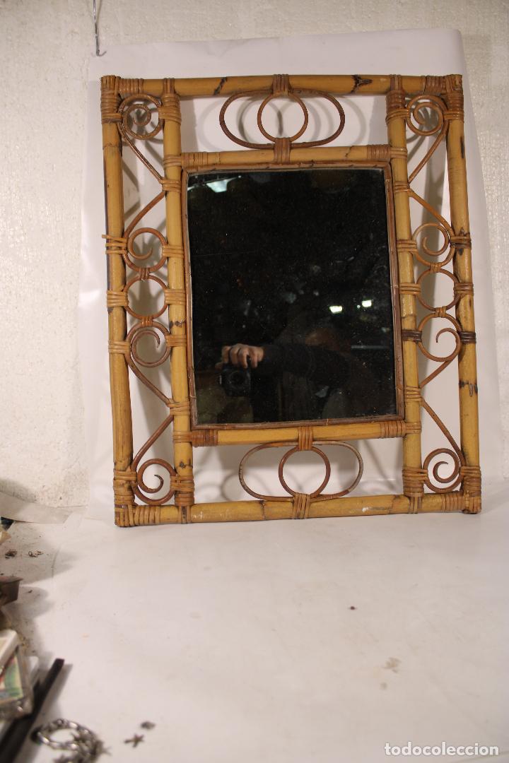 Antig&uuml;edades: espejo vintage mimbre - Foto 2