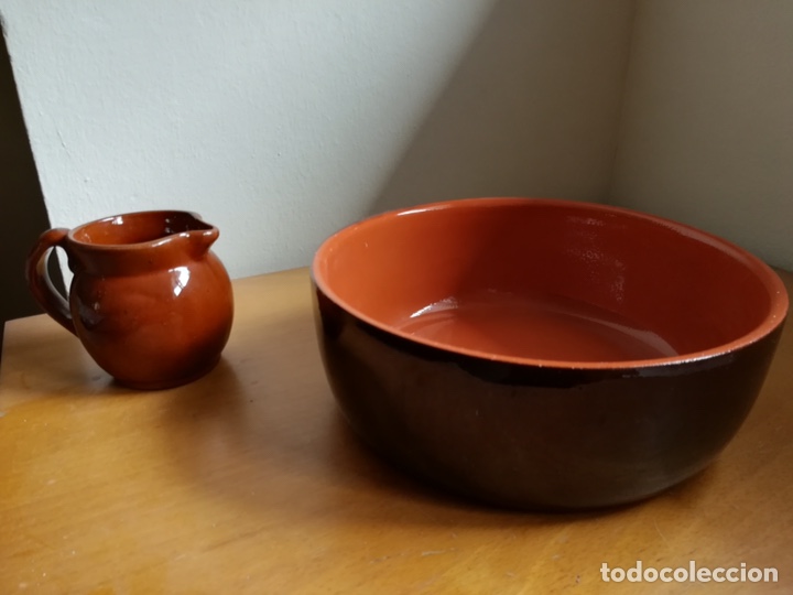 Antiquit&auml;ten: Cuenco, frutero y jarra de terracota esmaltada. Nuevos. Artesan&iacute;a.