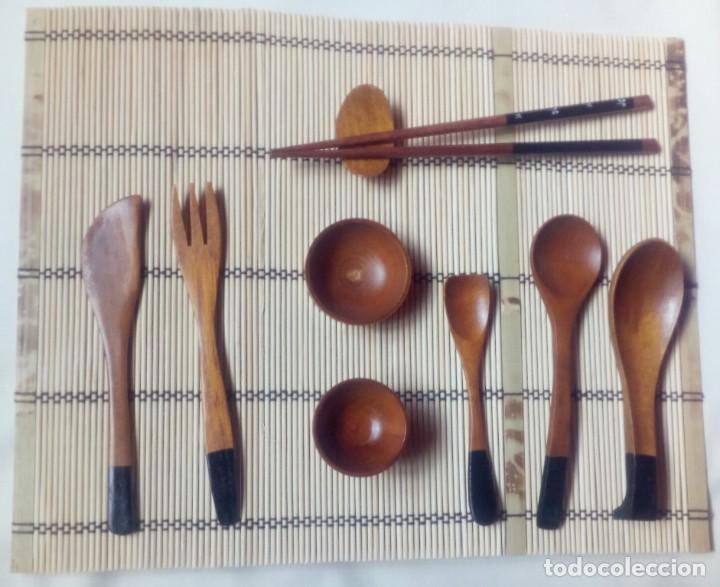 Antig&uuml;edades: juego cubiertos de madera - Foto 1