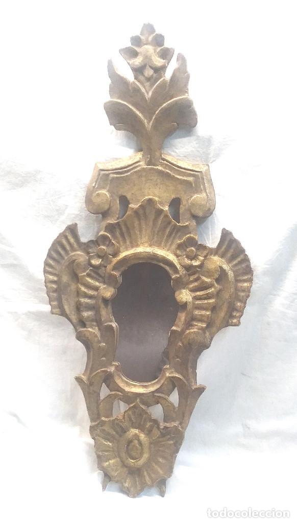 Antig&uuml;edades: Cornucopia Espejo, talla Madera Dorada. Med. 67 cm - Foto 1