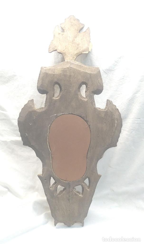 Antig&uuml;edades: Cornucopia Espejo, talla Madera Dorada. Med. 67 cm - Foto 2