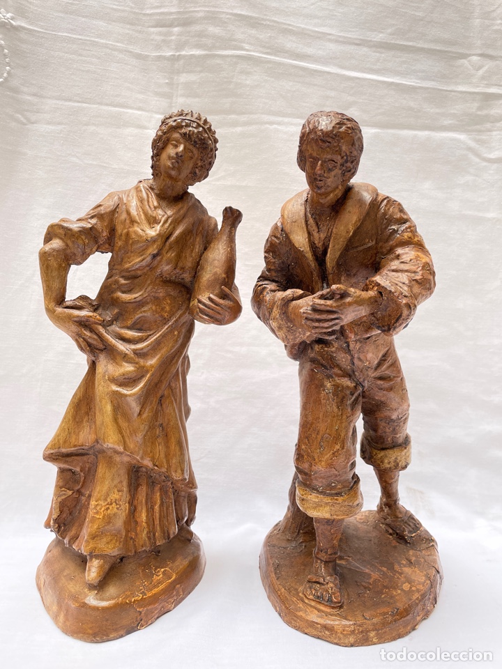 Antig&uuml;edades: Conjunto figuras de barro siglo XIX - Foto 2