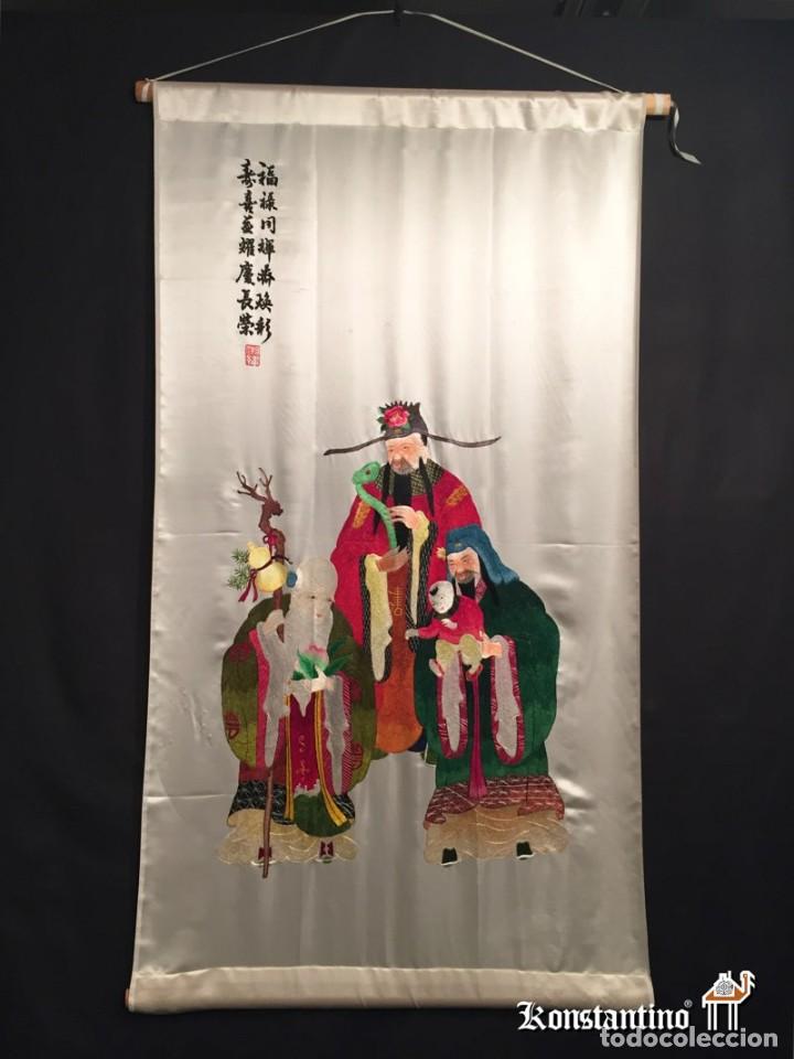 Antig&uuml;edades: SCROLL DE SEDA 100% CHINO 132X75 CMS - Foto 1