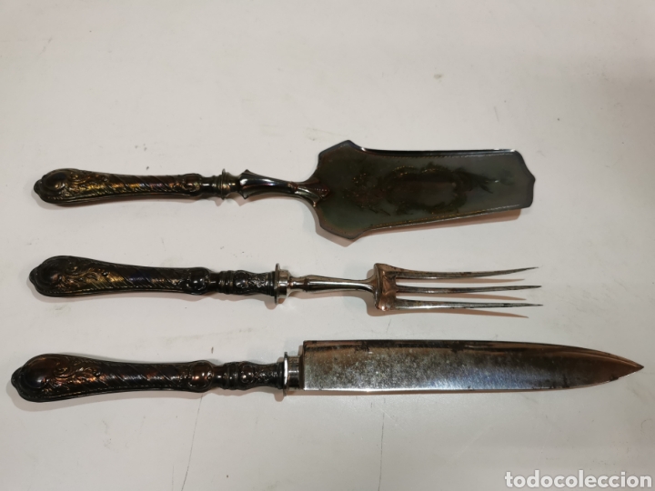 Antig&uuml;edades: Juego de pala tenedor y cuchillo - Foto 6