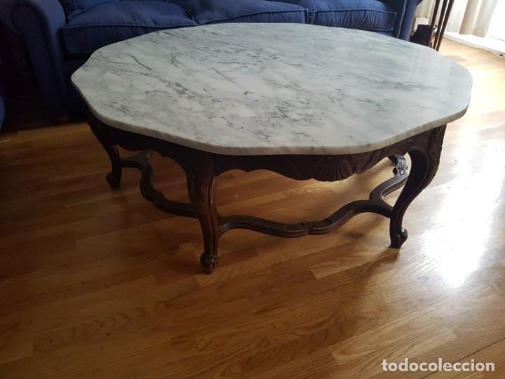 Antig&uuml;edades: Mesa de centro marmol y madera. - Foto 1